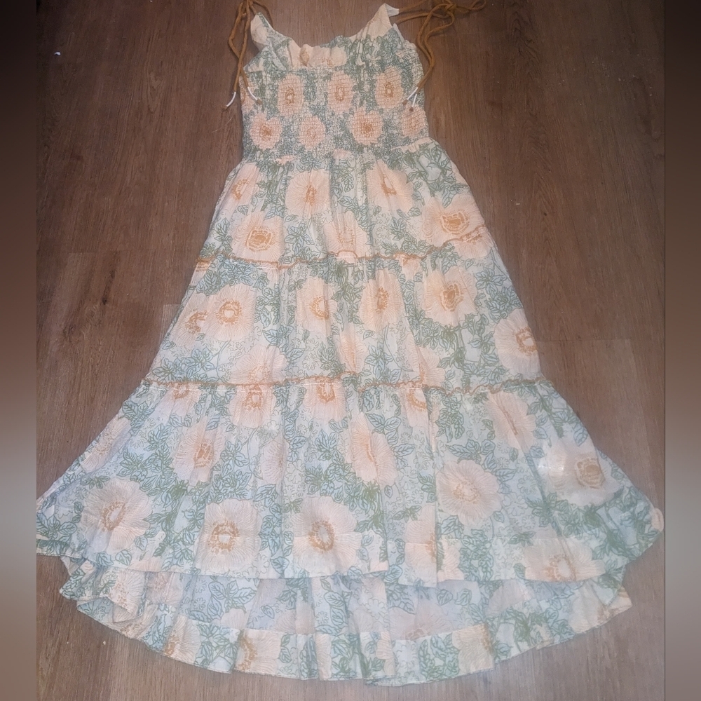 Free People Adriel Tie Strap Tiered Midi Dress sz LRG in Ivory Combo💲ON SALE💲​​ - Picture 10 of 16